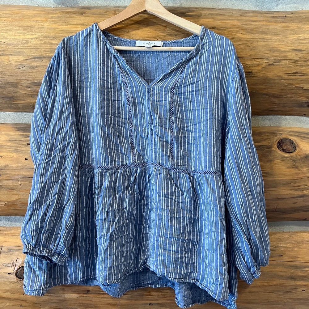 Fever Striped V Neck Blouse